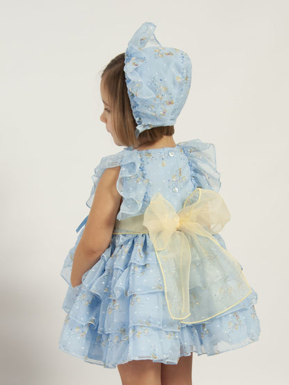 Blue Organza Bonnet (Made to order)