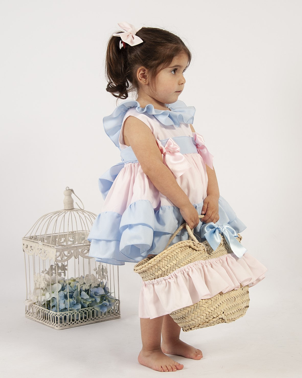 Pink and Blue Flight Puffball Dress (Made to order)