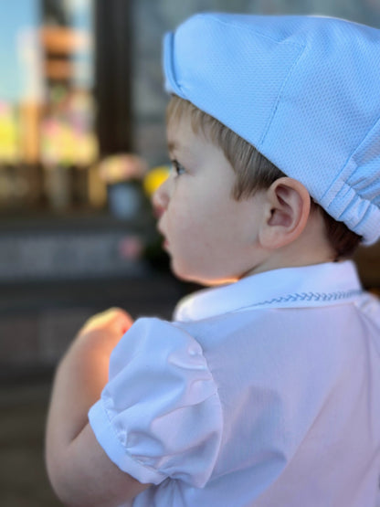 Boys Blue Handmade Smocked Shirt & Short Set - (Made To Order)