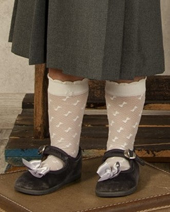 Handmade School Shoes with grey bow