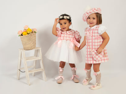 Sonata Girls Pink Gingham Puffball Dress - (Made to order)