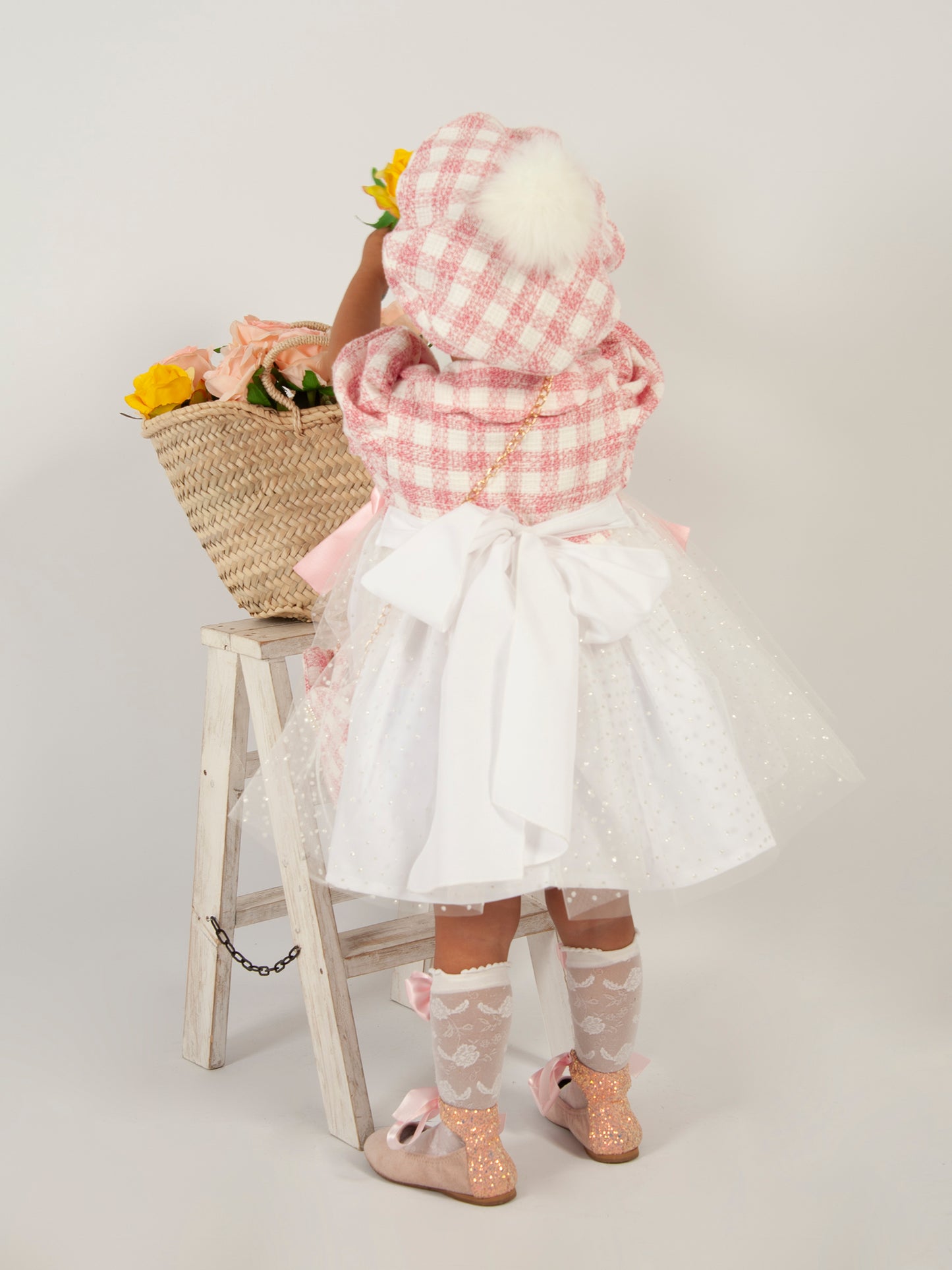 Sonata Girls Pink Gingham Puffball Dress - (Made to order)