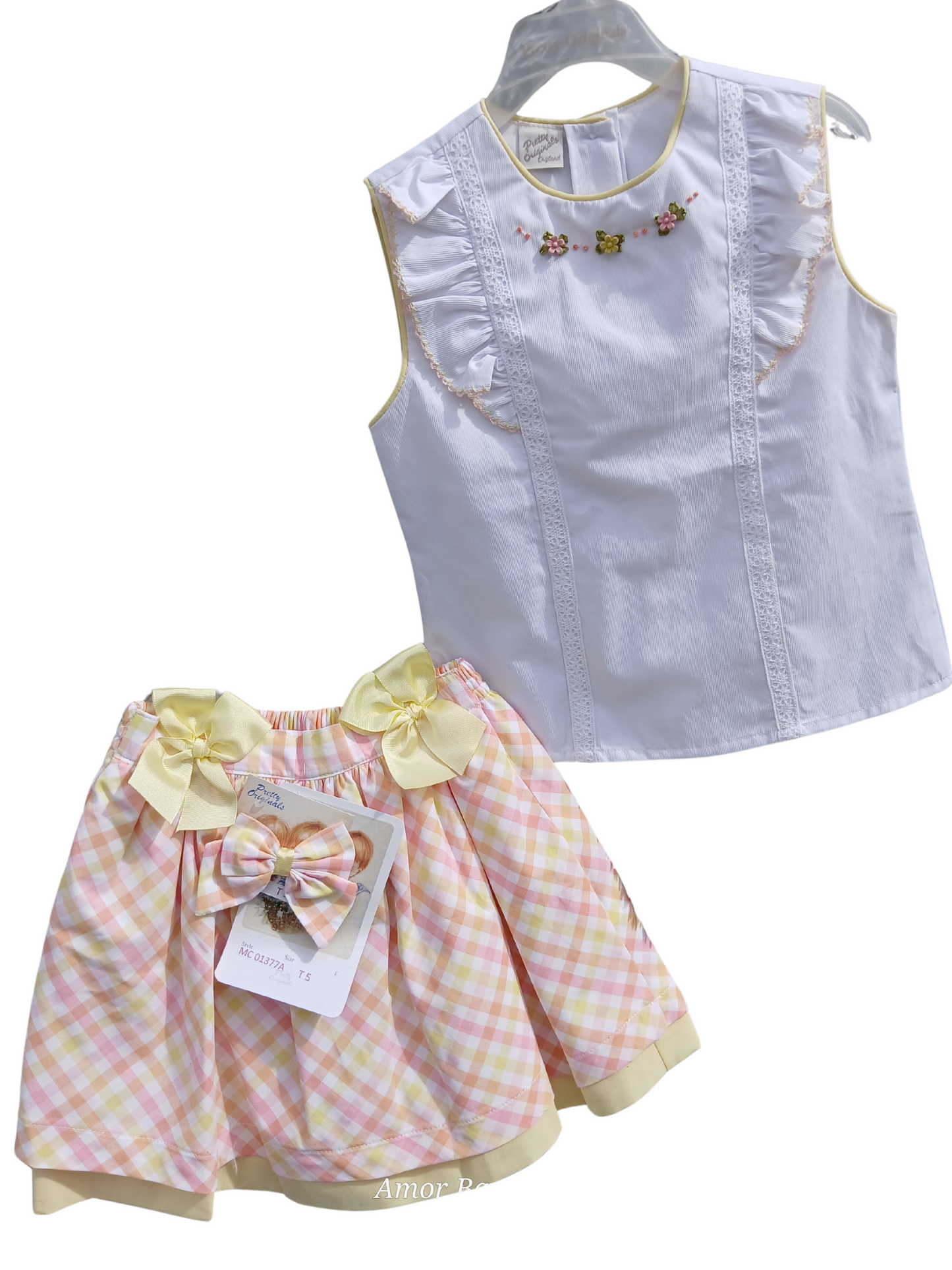 Girls Multicoloured Smocked Top and Skirt Set