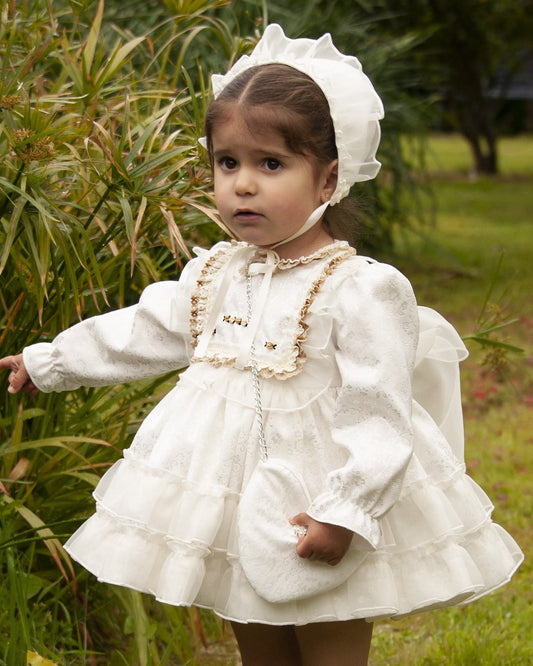 Cream Embroidered Flower Dress (Made to order)