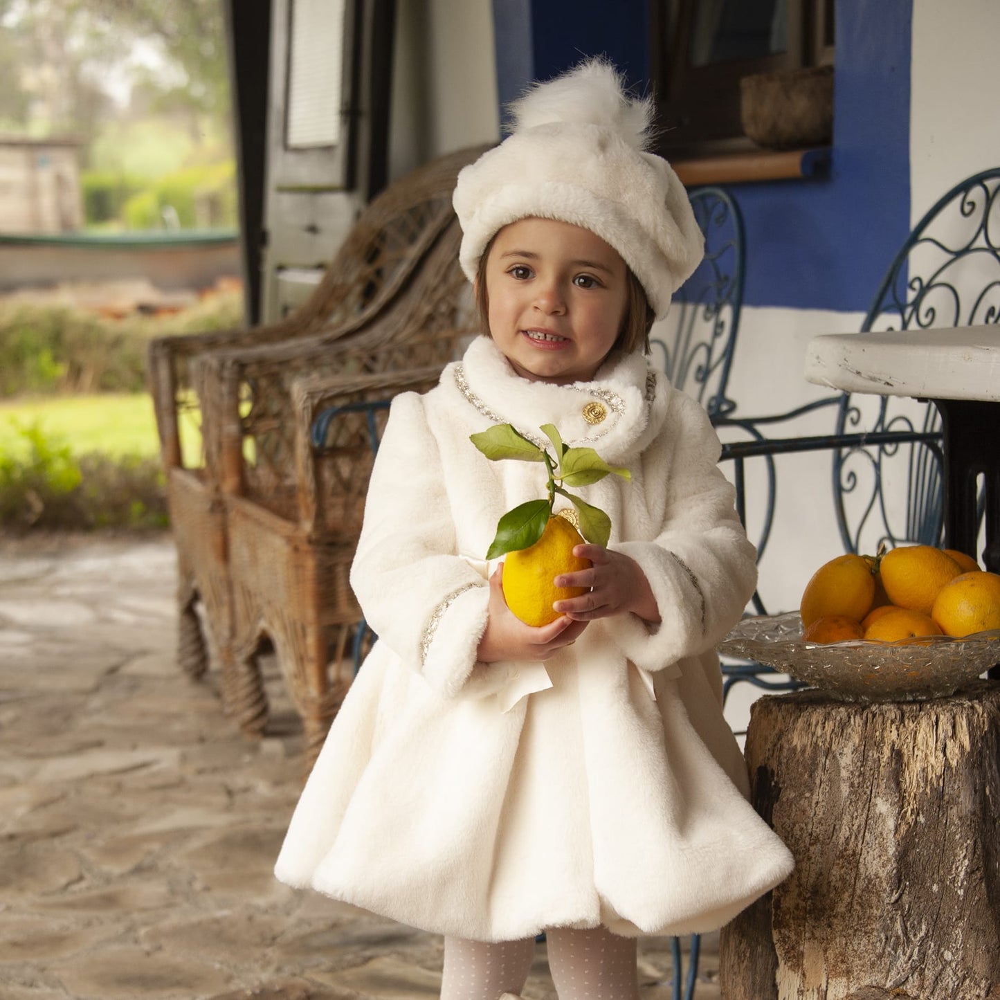 Cream Handmade Fur Pom Beret Hat (Made to order)