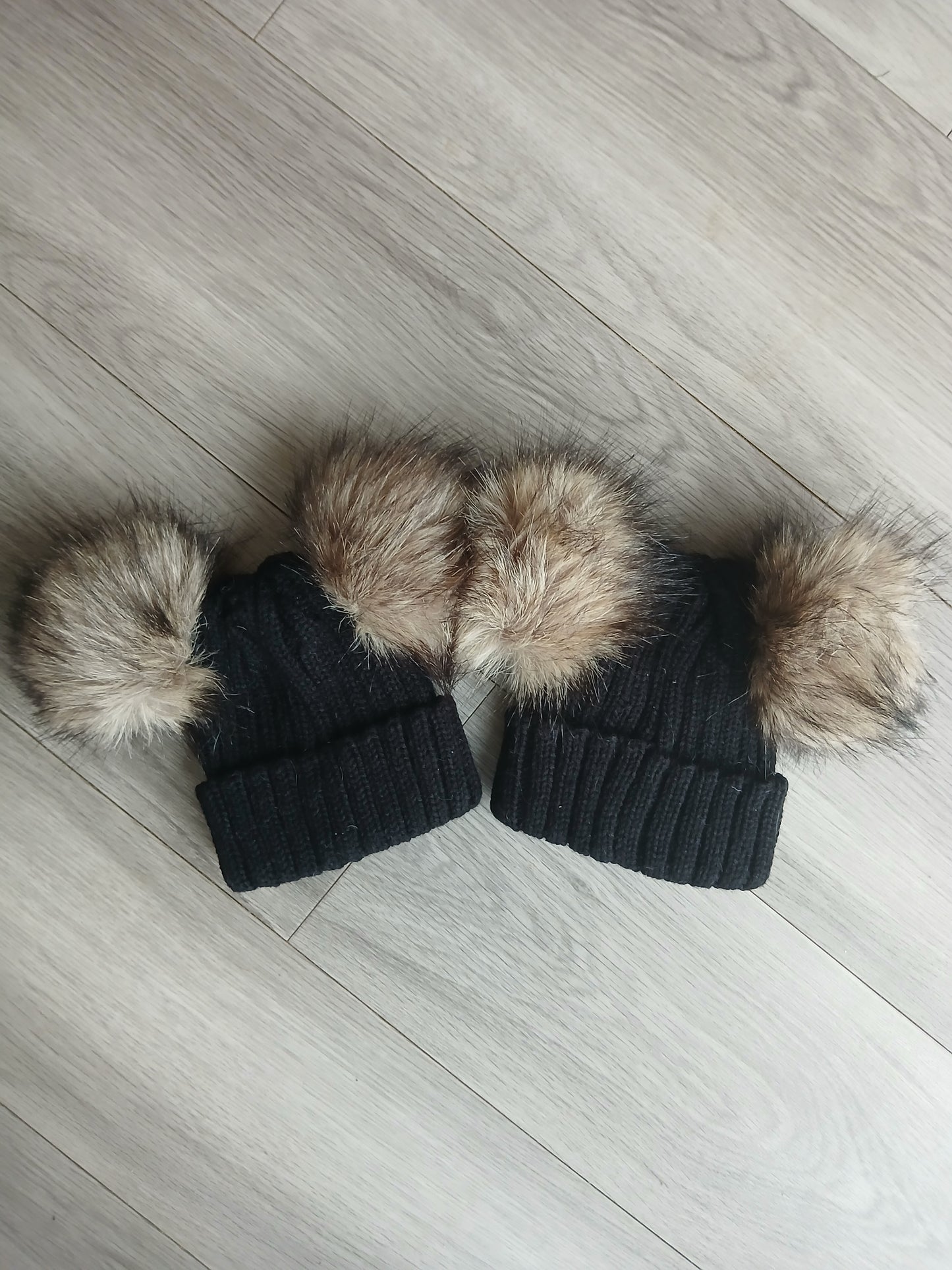 Double Black Pom Hat