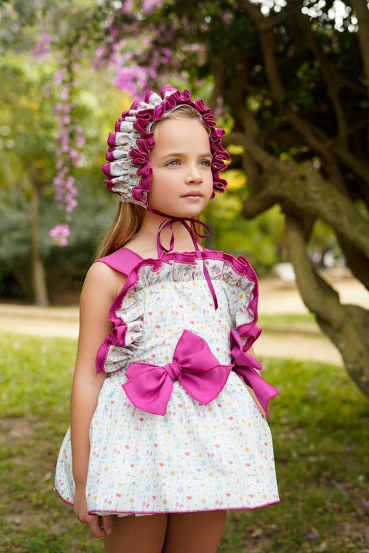 Ela Confeccion SS25 Girls Floral Print Dress, Knickers & Hairpiece - (Made to order)