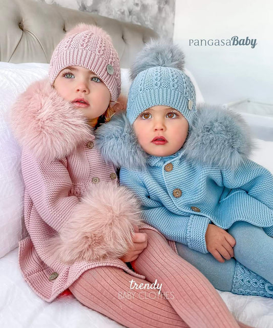 Pangasa Baby Luxury Faux Fur Jacket Powdered Blue - Preorder