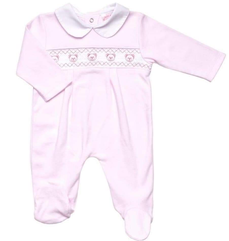 Baby Girls Pink Teddy Babygrow