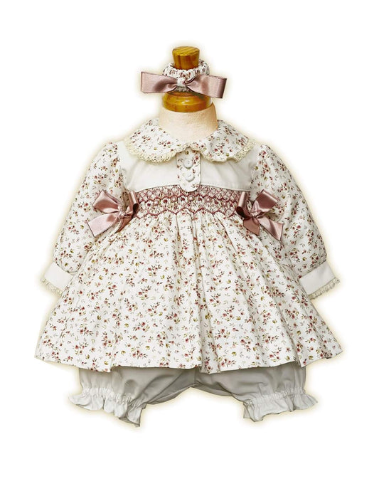 Girls Ditsy Bud Smocked Dress Set