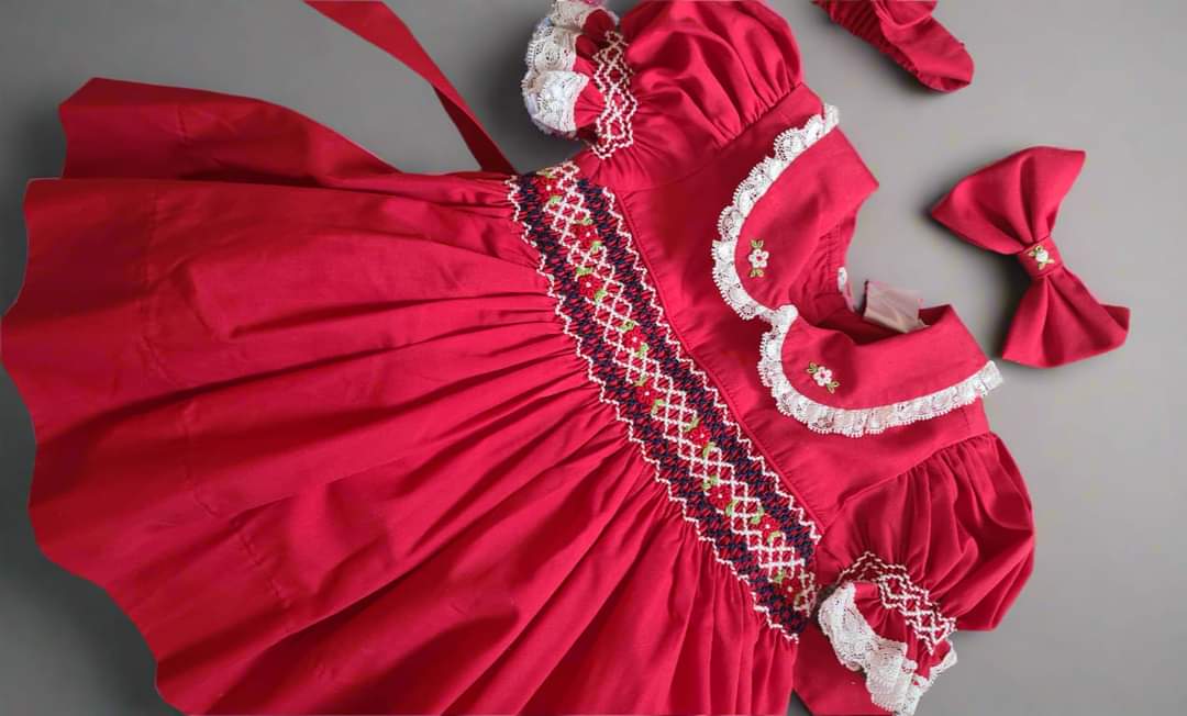 Girls Smocked Red Dress