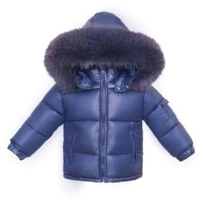 Navy Faux Fur Hooded Coat