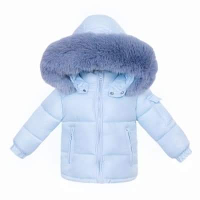 Baby Blue Faux Fur Hooded Coat