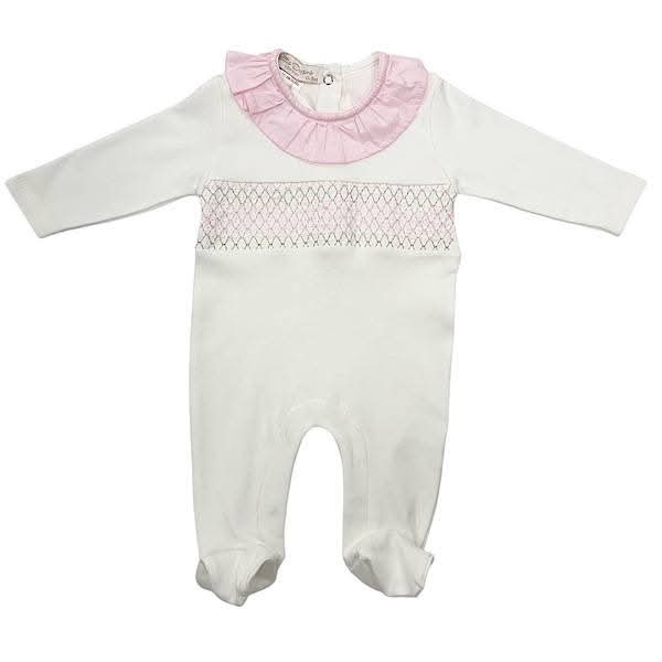 Baby Girls Smocked All In One Babygrow - Pink