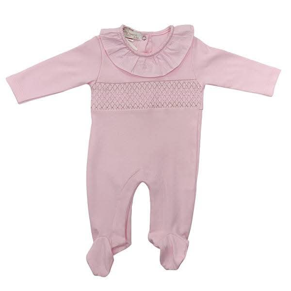 Baby Girls Smocked All In One Babygrow - Pink