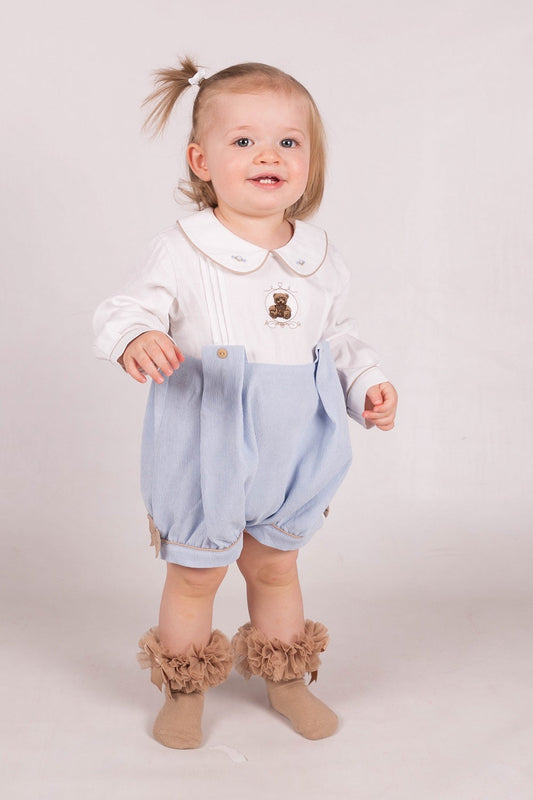 Girls Teddy Bear Blue Romper