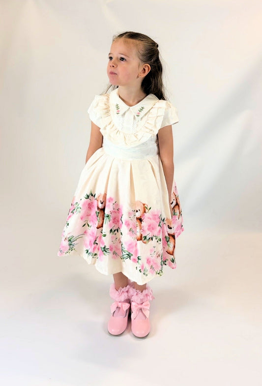 Teddy Bear Print Girls Dress