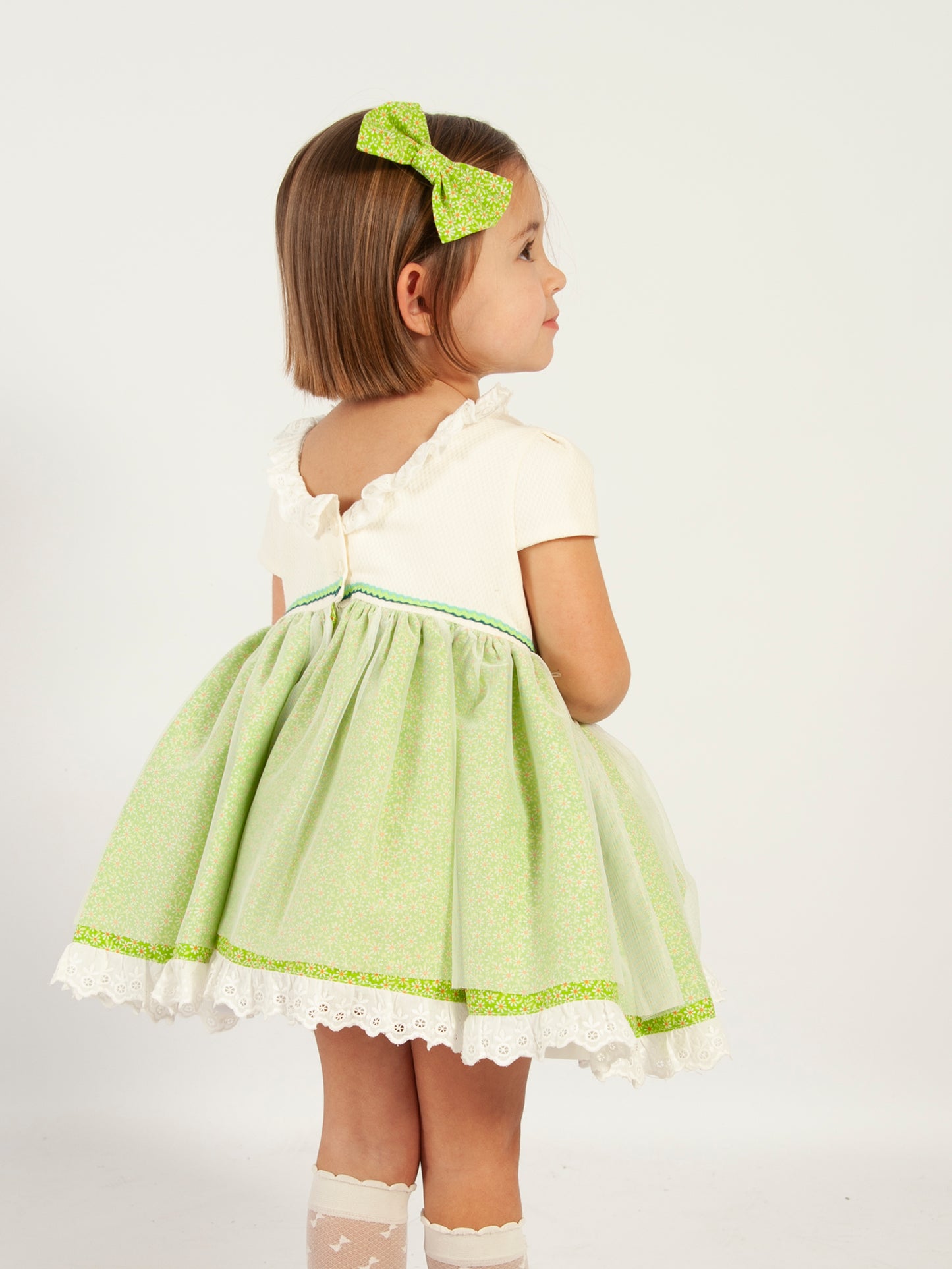 Sonata Spring Green Dress with hair bow - (Made to order)