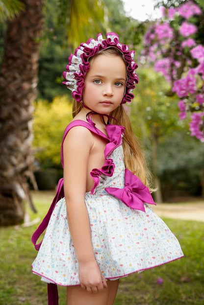 Ela Confeccion SS25 Girls Floral Print Dress, Knickers & Hairpiece - (Made to order)