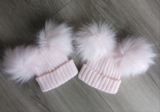 Double Pink Pom Hat