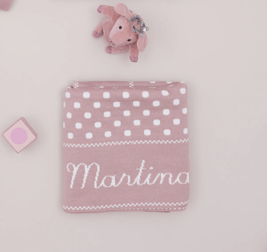 Pangasa Vintage Pink Personalised Knitted Blanket - Preorder