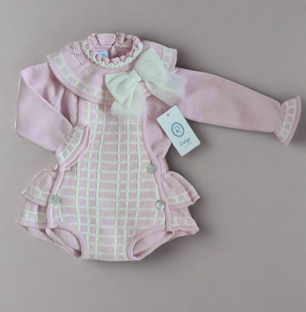 Rahigo Baby Girls Pink Knitted Romper & Jumper Set AW24