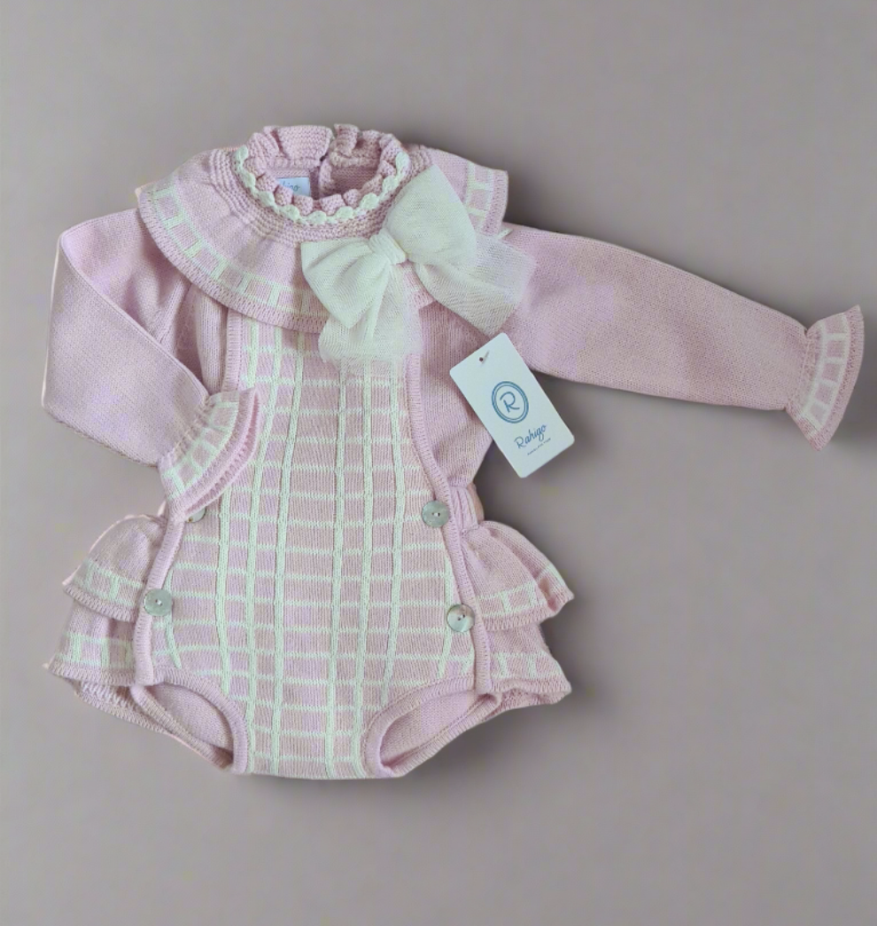 Rahigo Baby Girls Pink Knitted Romper & Jumper Set AW24