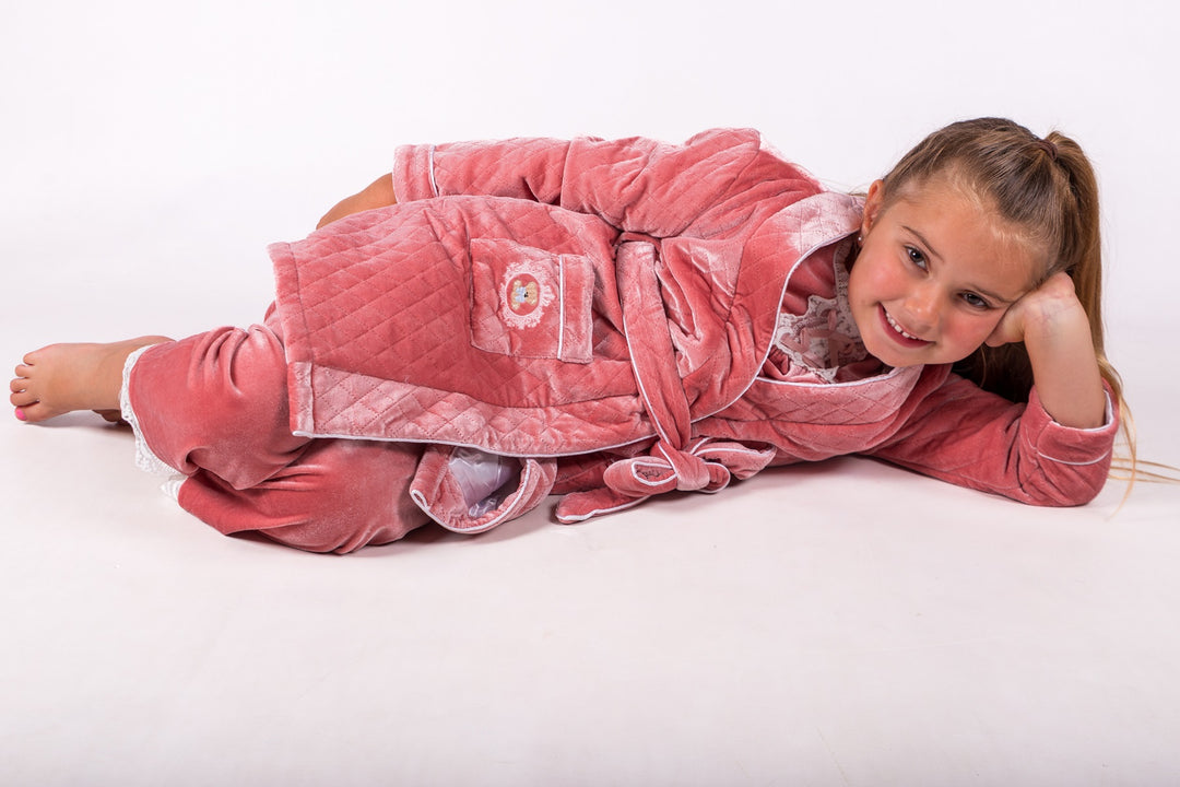 Girls Velour Pyjama & Dressing Gown Set