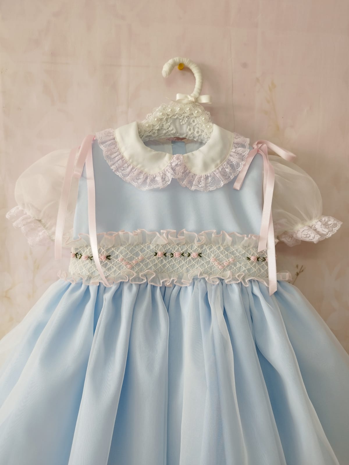 Sonata Pale Blue Smocked Dress (Made to order)