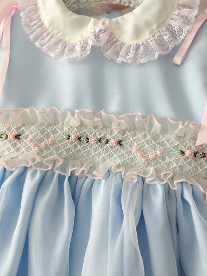 Sonata Pale Blue Smocked Dress (Made to order)