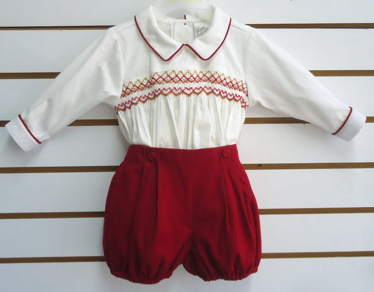 Cream & Red Top and Short Set