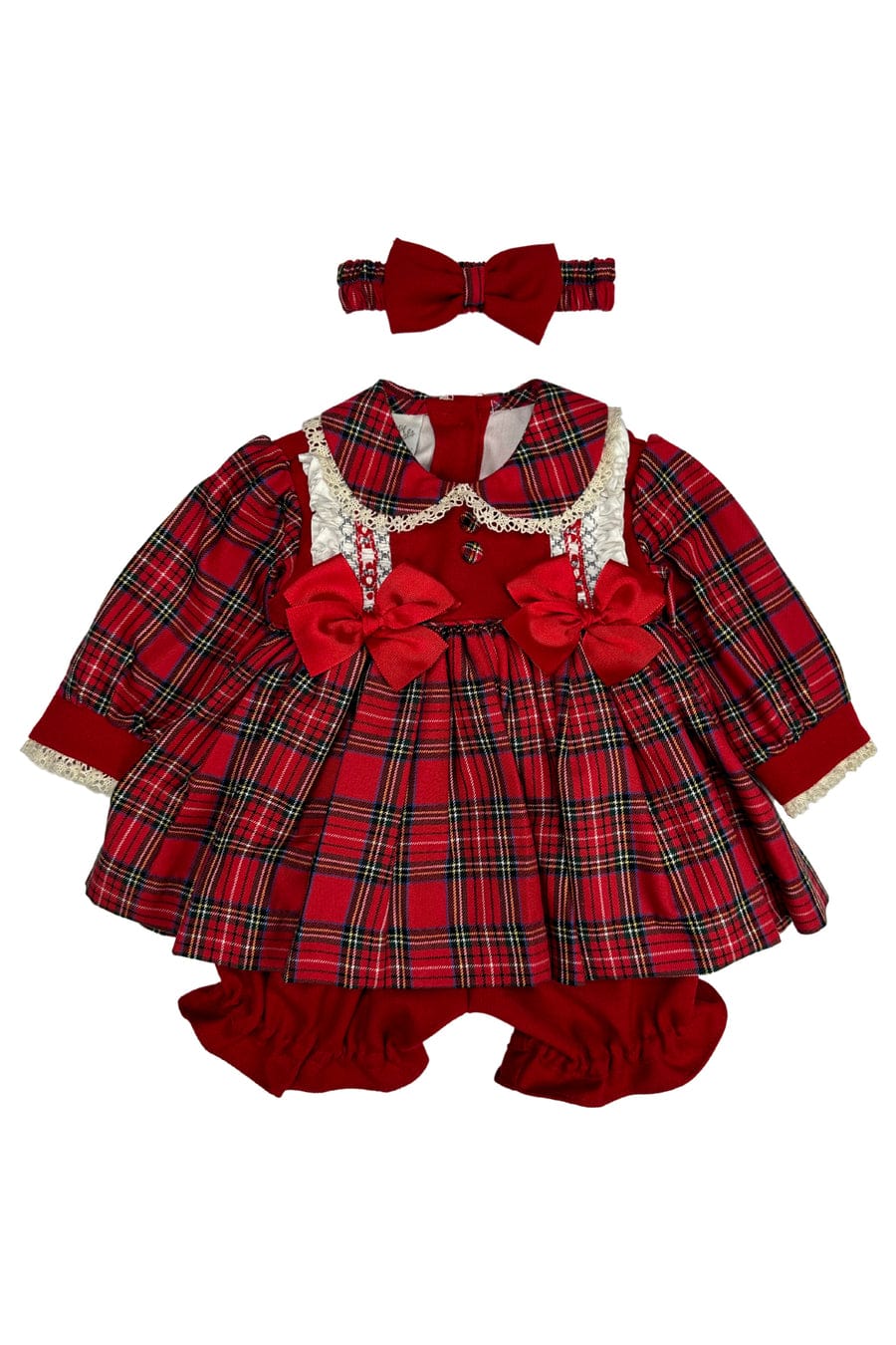 Girls Red Tartan Dress Set