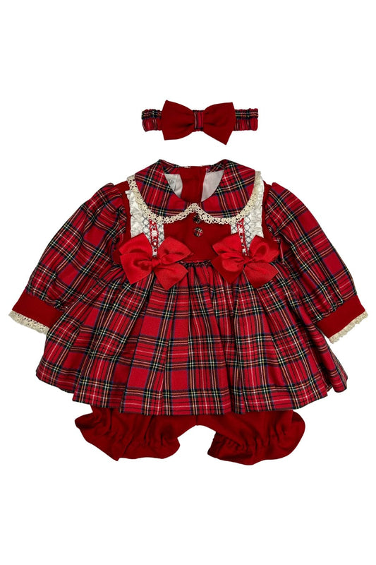 Girls Red Tartan Dress Set