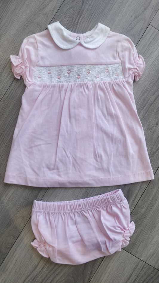 2 Piece Pink Smocked & Pants Set