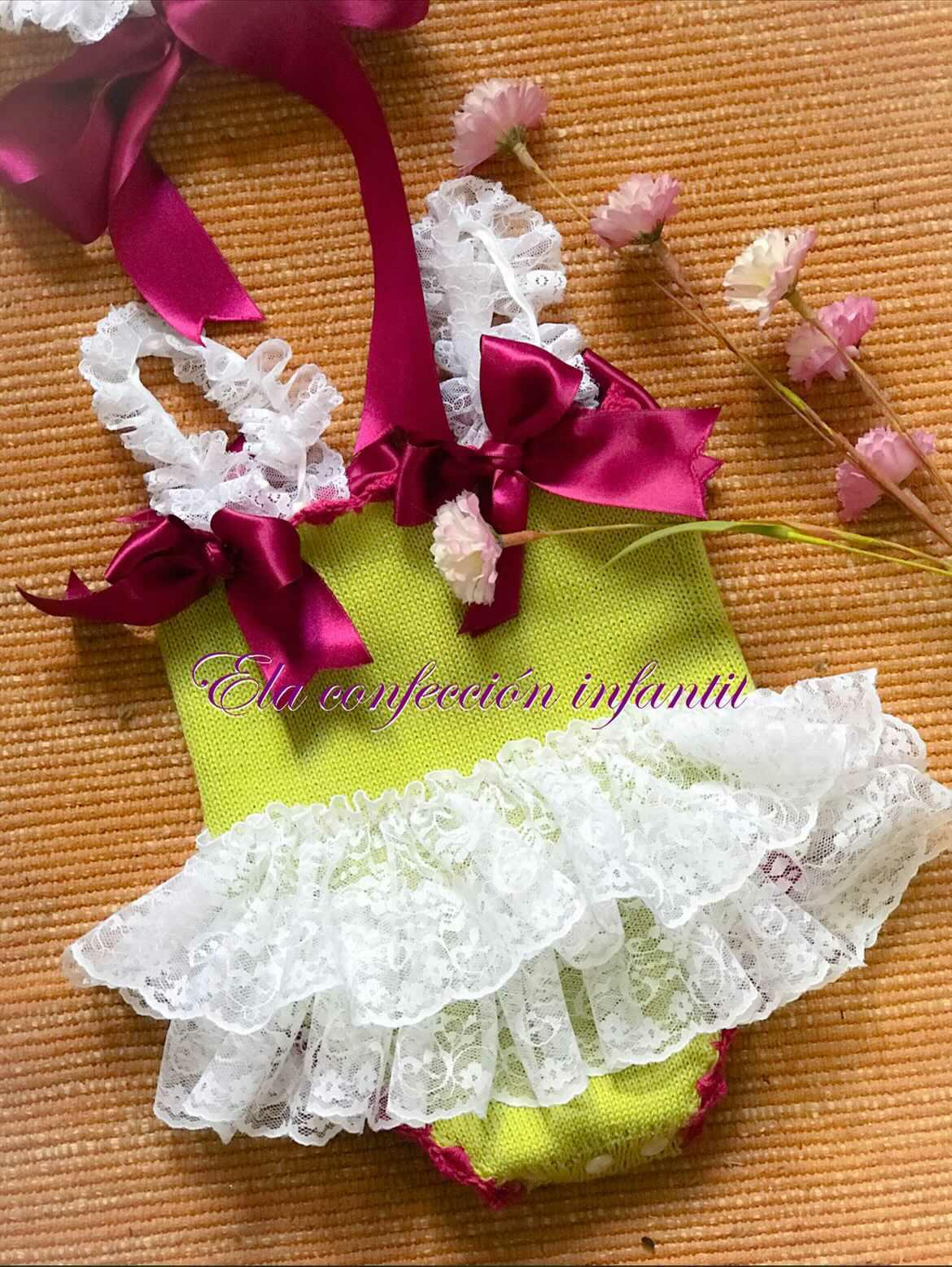 Ela Confeccion Summer Tulle Romper & Lace Bonnet Set - (Made To Order)