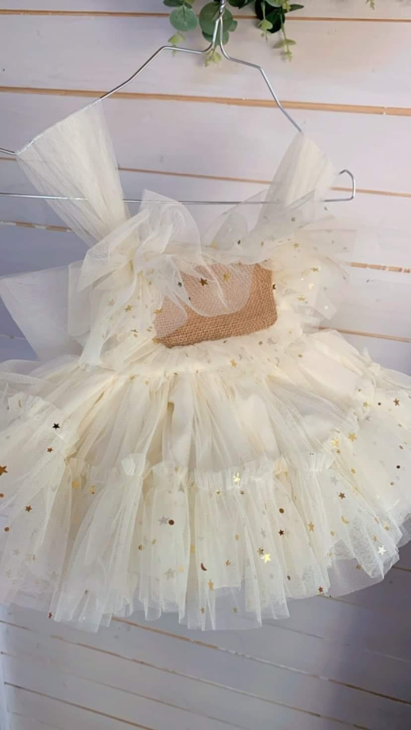 Ela Handmade Rosella Dress, Knickers & Bonnet 2years - Cream (IN STOCK)