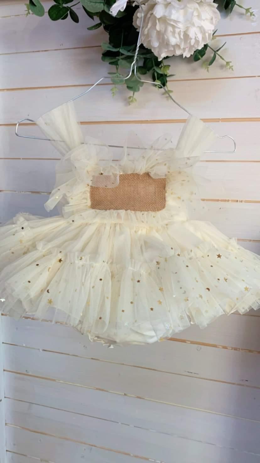 Ela Handmade Rosella Dress, Knickers & Bonnet 2years - Cream (IN STOCK)