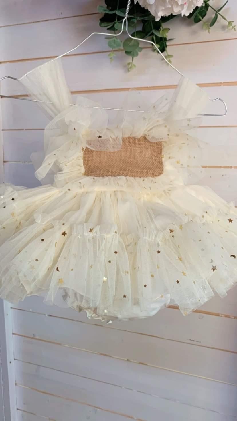 Ela Handmade Rosella Dress, Knickers & Bonnet 2years - Cream (IN STOCK)