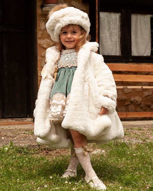 Sonata Luxurious Girls Handmade Cream Coat - AW (Made to order)