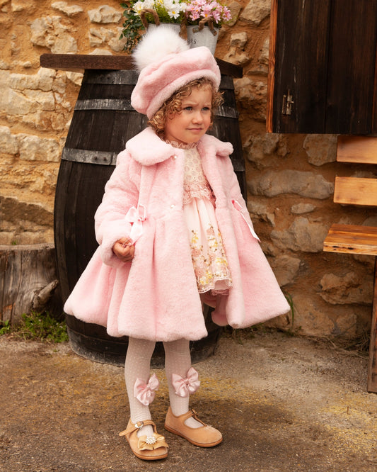 Pink Soft Fur Girls Handmade Sonata Coat (Made To Order)