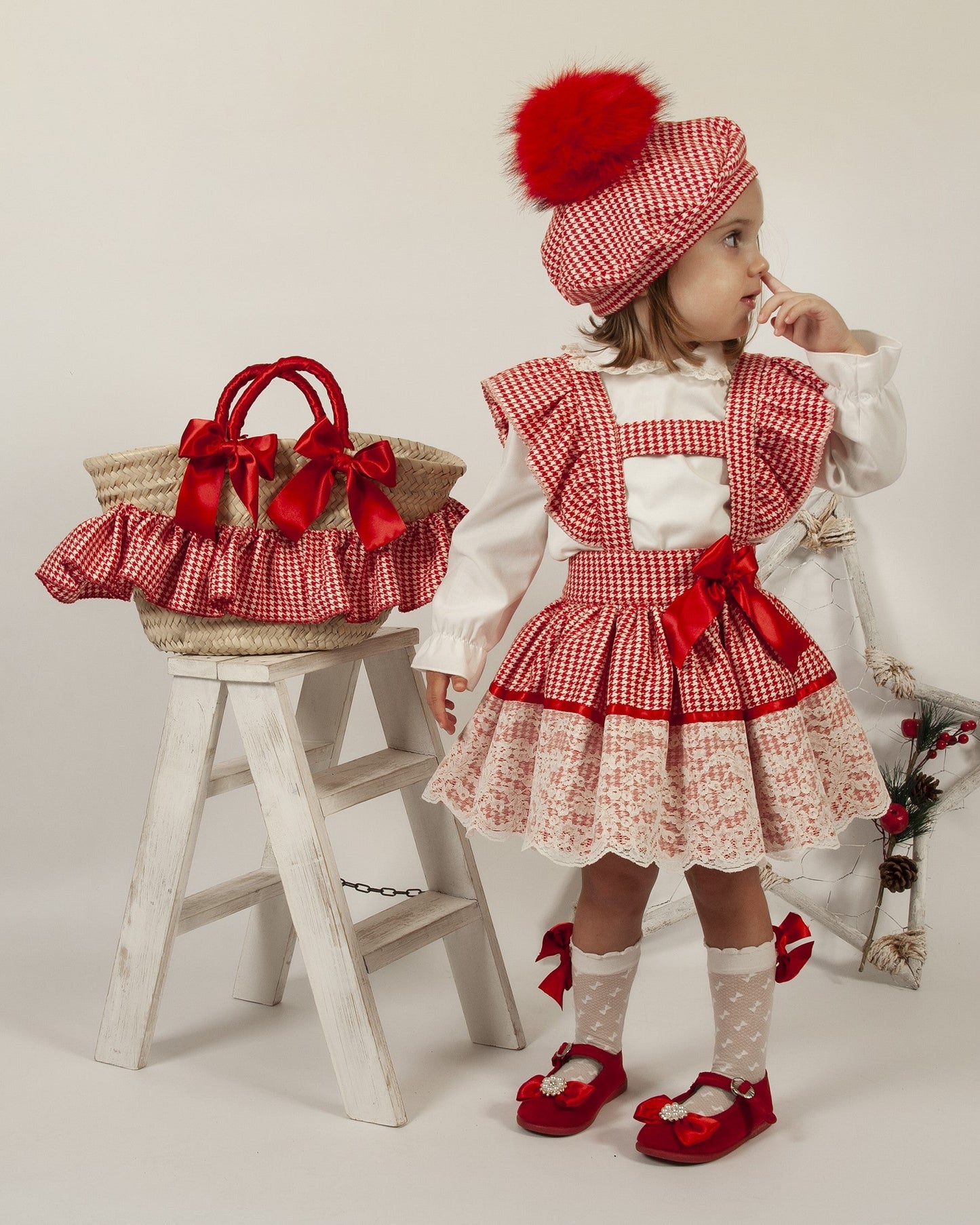 Sonata Girls Red Check H-Bar Dress & Blouse Set (Made to order)