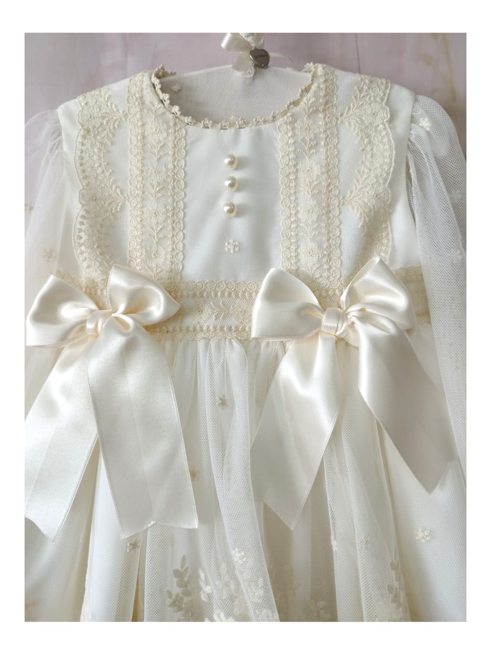 Sonata Girls Ivory Hand Embroidered Dress - (Made To Order)