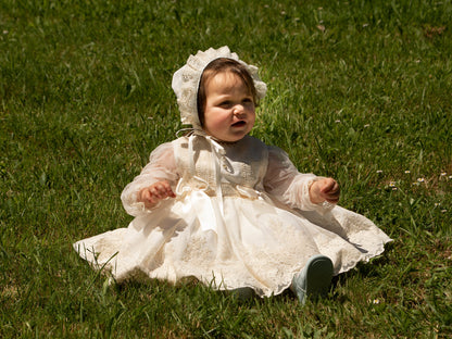 Sonata Girls Ivory Hand Embroidered Dress - (Made To Order)