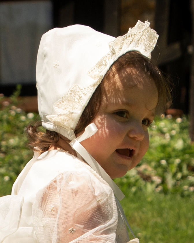 Sonata Girls Ivory Hand Embroidered Dress - (Made To Order)