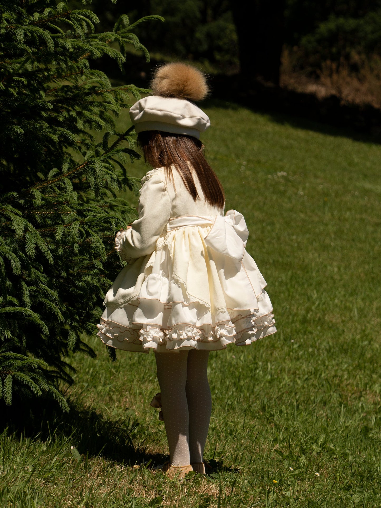 Sonata Cream & Gold Puffball Dress (Made to order)