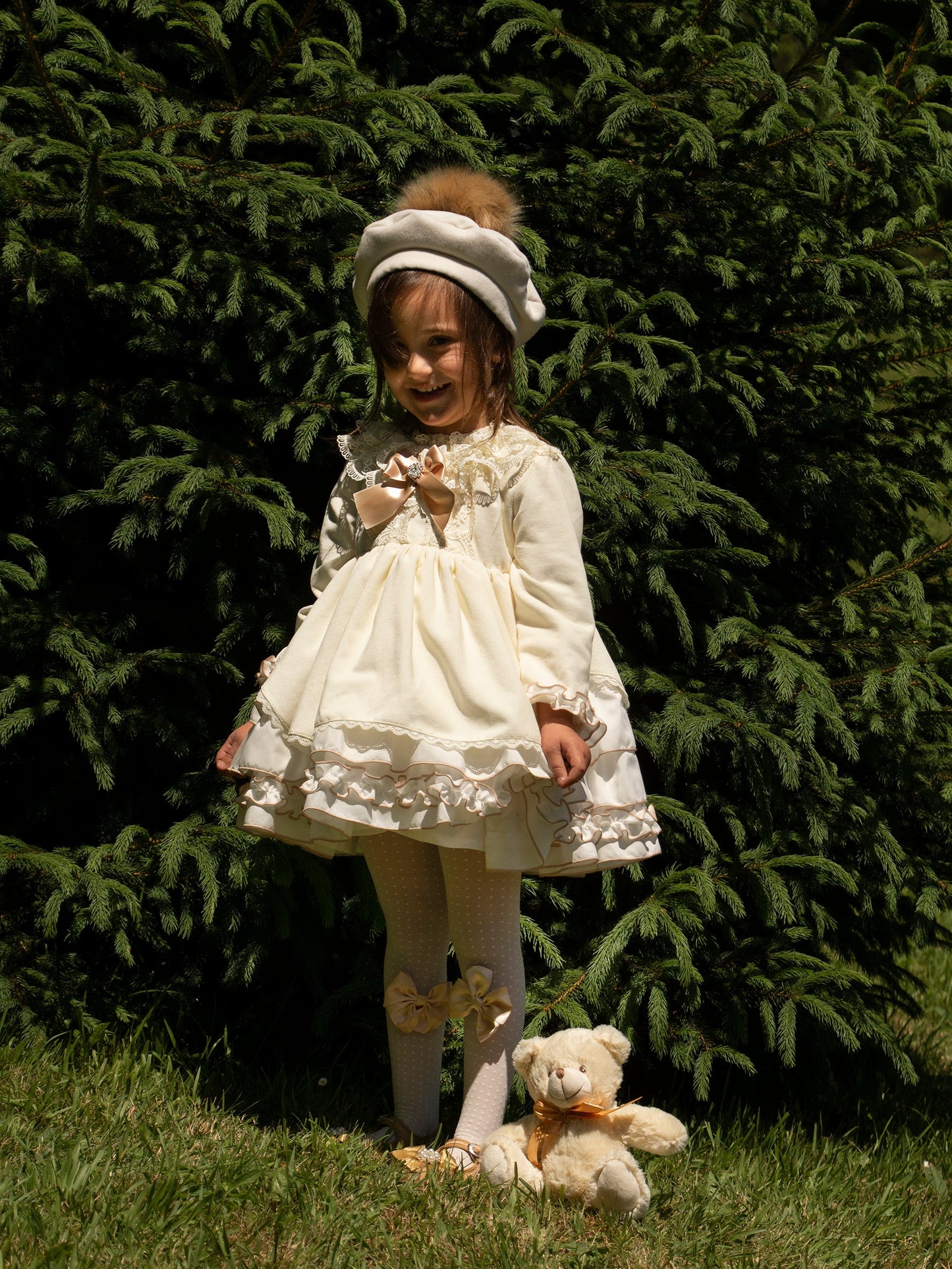 Sonata Cream & Gold Puffball Dress (Made to order)