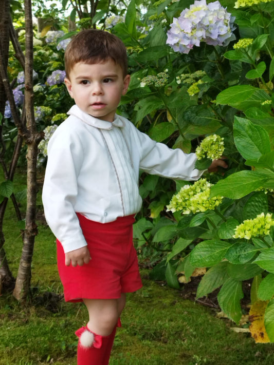 Sonata Boys Shirt And Red Shorts Set (Made to order)