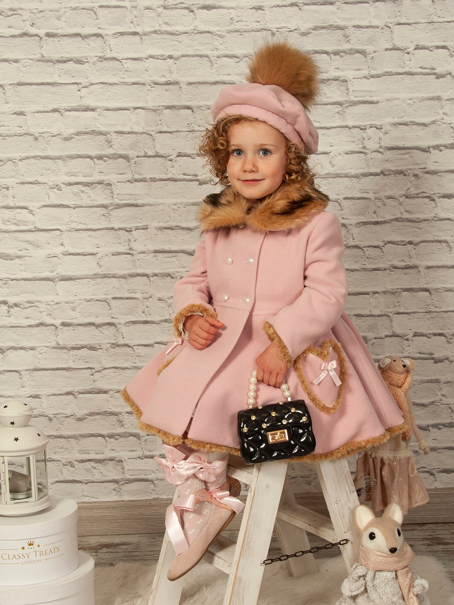 Sonata Girls Pink Heart Pocket Coat in stock 7years