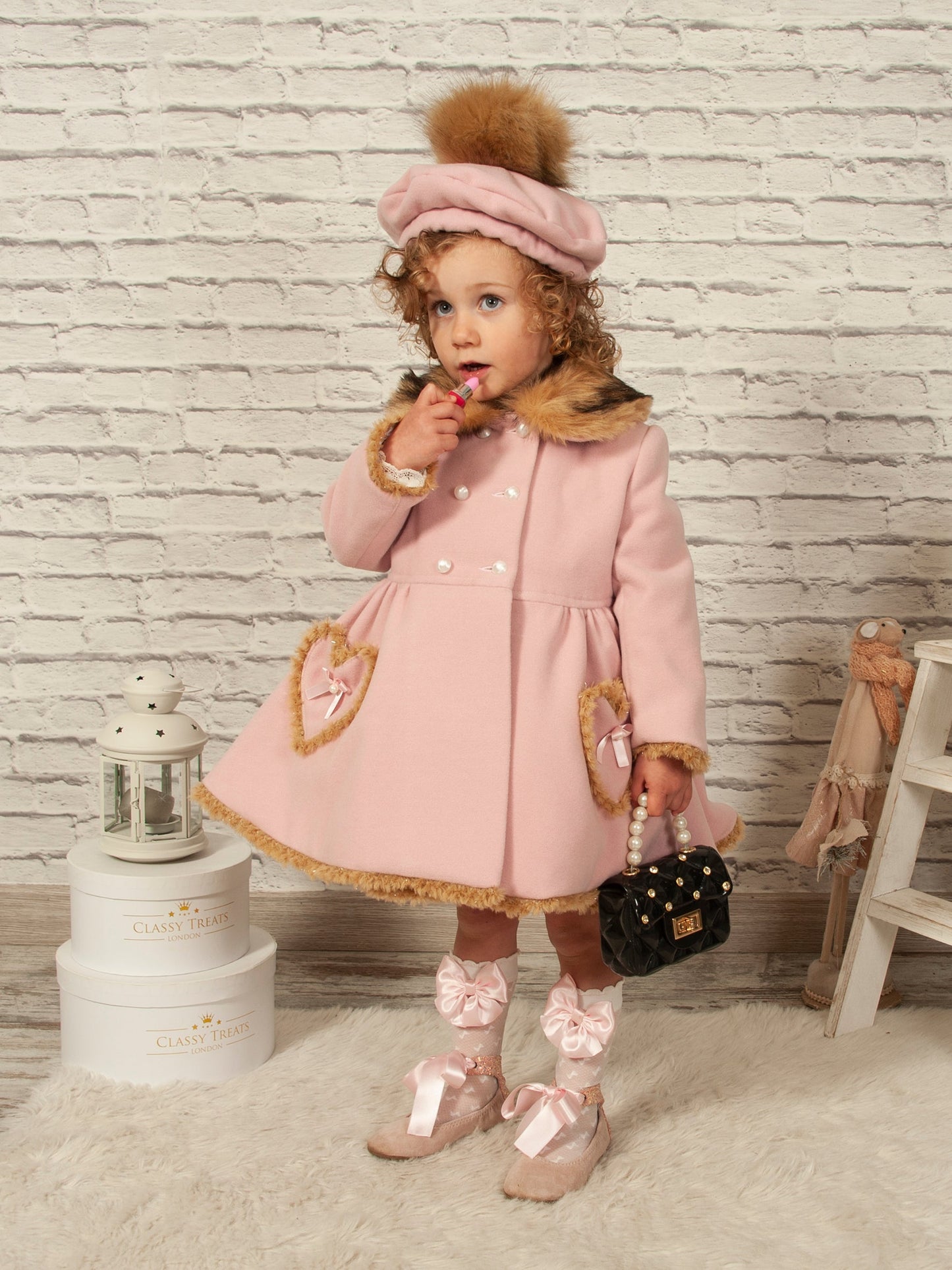 Sonata Girls Pink Heart Pocket Coat in stock 7years