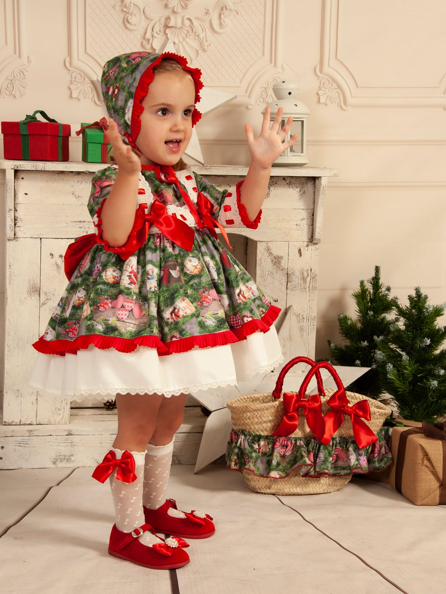 Sonata Christmas Print Puffball Dress - (Made to order)